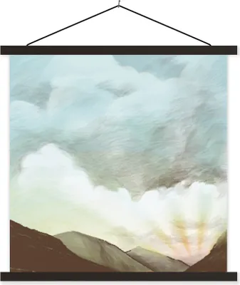 Produktbild von MuchoWow® Textilposter Himmel - Berg - Farben 120x120 cm mit schwarzem Rahmen - Aufhängungsset