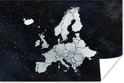 Produktbild von MuchoWow® Poster Karte Europa - Sternenhimmel - Aquarell 60x40 cm - Schlafzimmerdekoration