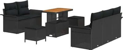 Immagine prodotto di vidaXL Set di divani da giardino con cuscini con contenitore 8 pezzi Nero