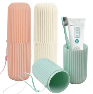 Obrázek produktu pro Cestovní cestovní pouzdra na zubní kartáčky, 3 kusy, přenosná, plastová, bílá, zelená, růžová, 19 cm