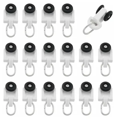 Imagen del producto de 40 piezas de deslizadores para cortinas, guías deslizantes para rieles de cortina, rodillos de plástico, rodillos y ganchos para rieles de cortina