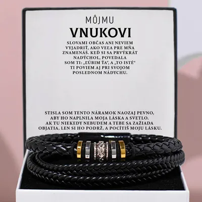 Produktbild von Pánsky kožený náramok s citátom Môjmu Vnukovi – ZAC_LEATHERBRACELET
