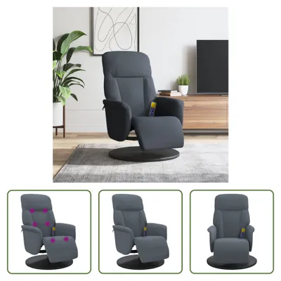 Zdjęcie produktu dla Fotel masujący Living Store z podnóżkiem ciemnoszary aksamitny