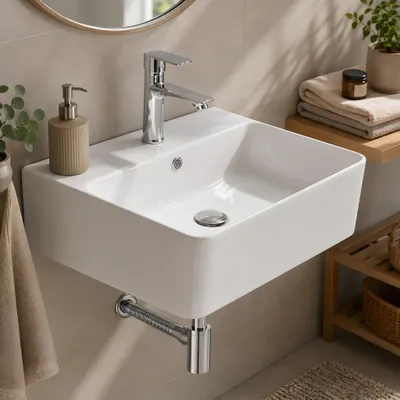 Produktbild von Homelody Wasserhahn Bad Chrom Einhebelmischer mit Siphon Pop Up Ablaufgarnitur Überlauf Röhrensiphon, Amatur Bad Waschbecken Chrom mit Abfluss