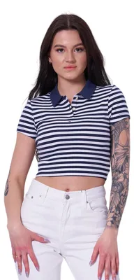 Produktbild von Tommy Hilfiger - Poloshirt für Damen, kurz geschnitten NA401 (XL) (Weiß/Marine)