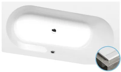 Produktbild von Polysan ASTRA WR SLIM asymmetrische Badewanne 165x90x48cm, weiß