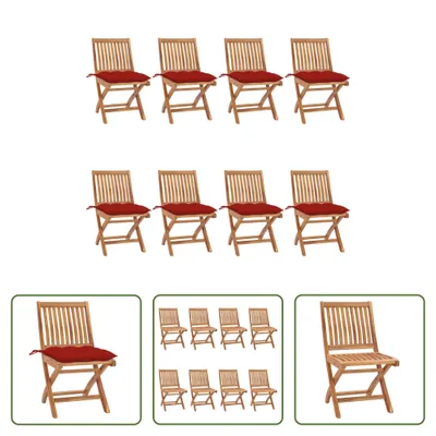 Produktbild von The Living Store Klappbare Gartenstühle mit Kissen 8 Stk. Massivholz Teak