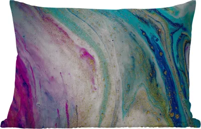 Produktbild von MuchoWow® Outdoor Kissen - Marmor - Farbe - Regenbogen - 60x40 cm - Wetterfest - Lounge Kissen - Zierkissen - Kissen für Innenräume
