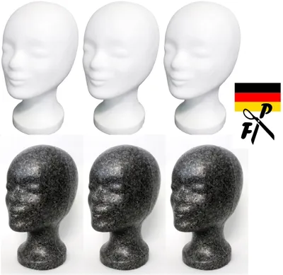 Produktbild von 6-Pack FP - Styroporkopf Standard - weiß + schwarz (ohne Loch im Boden) TOP Marken-Qualität