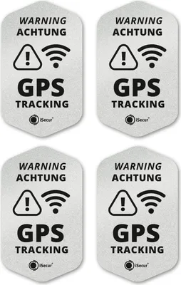 Produktbild von iSecur 4er GPS Tracking Aufkleber Set I 3 x 5 cm I Warning GPS-Gesichert I außenklebend wetterfest I Silber metallic I hin835