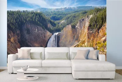 Produktbild von Vlies Fototapete WASSERFÄLLE IN YELLOWSTONE 375 x 250 cm (inkl. Kleister) - Vlies Tapete, Wandtapete, Wandbilder - Tapete für Wohnzimmer Schlafzimmer, Büro, Küche - Montagefertig