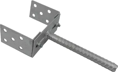 Produktbild von GeZu Impex ® U-Pfostenträger zum Einbetonieren – Verstellbare Gabel 0–160 mm – Pfostenhalter mit 200 mm Steindolle – feuerverzinkt – für Holzzäune & Sichtschutz im Außenbereich