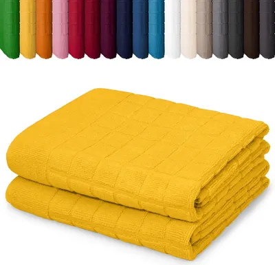 Produktbild von DOPPELPACK Duschvorleger 50 x 70cm Badvorleger Vorleger Badematte Badteppich 100% Baumwolle, Farbe: Gelb