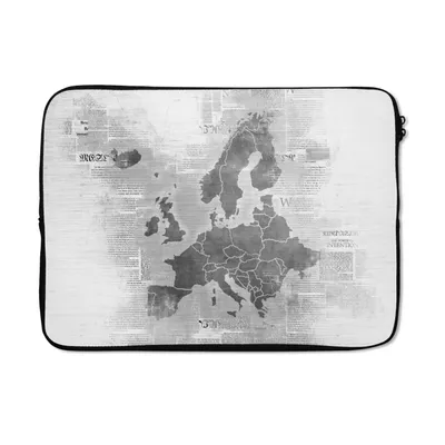 Produktbild von MuchoWow® Laptop Hülle 14 ZollEurocard - Zeitung - Schwarz und weiß Laptoptasche - Laptoptasche - Stoßsicher - Schutzhaube