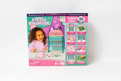 Produktbild von Games Gabby‘s Dollhouse, Spielesammlung mit Damespiel, Tic-Tac-Toe, Memory, Nix da, Bingo und Spielkarten, Brettspiele, Spielzeug, Geschenk, Zubehör für Netflix-Kinderpartys, Brettspiel, Genreübergreifend, 4 Jahr(e)
