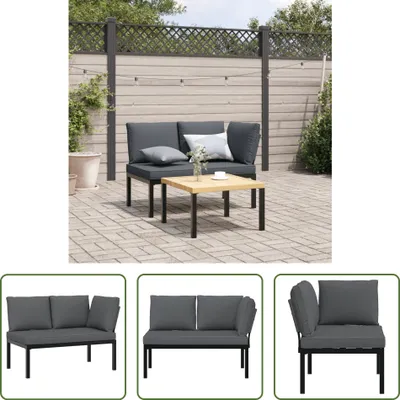 Produktbild von The Living Store Gartenbank mit Kissen Schwarz Aluminium
