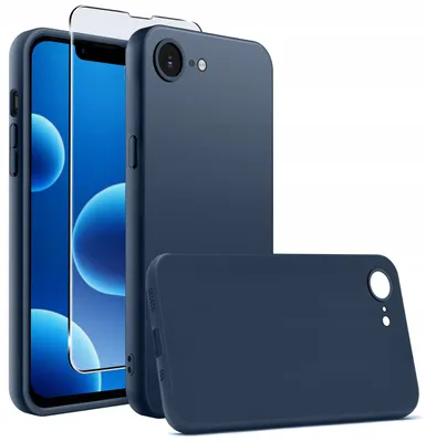Zdjęcie produktu dla Etui Granatowe Matowe Silikon Slim Do Iphone 16E | 17E + Szkło 9H