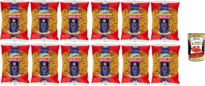 Produktbild von Divella Pasta 100% Italienisch Cannerozzetti 24, Nudeln aus Hartweizengrieß, Kochen 10 Minuten 12x 500g + Italian Gourmet polpa 400g