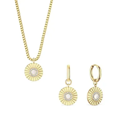 Produktbild von Bering 465-765-Gold-White Damenset, Kette\Ohrringe, Gold, Weiß