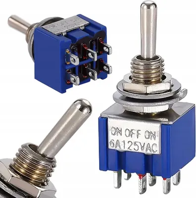 Immagine prodotto di Rosfix MTS-203 – Interruttore a Leva ON-OFF-ON | 3A 250V, 6A 125V, 6 Contatti, 3 Posizioni, da -25°C a 85°C | Applicazioni Elettroniche