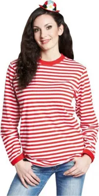Ringelshirt rot-weiß gestreift Matrose für Erwachsene Gr. S-XL Fasching Karneval Mottoparty Kostüm-Zubehör Marine Unisex-Bekleidung Beachparty