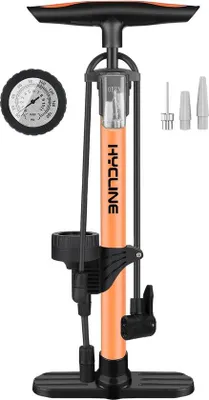 Produktbild von Unyqoos® Fahrradpumpe 150/160 PSI – Hochdruck-Fußpumpe für alle Ventile (Presta, Schrader, Dunlop/Französisch), nahtloser Stahl, ergonomischer T-Griff