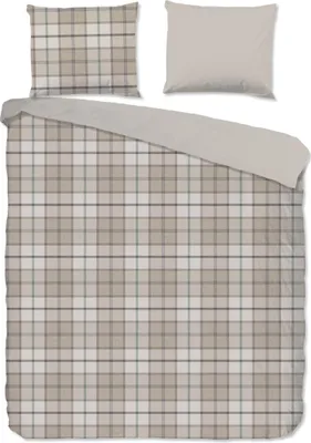Obrázek produktu pro Dobrý den, sada povlečení "karetní vzor" – barva: béžová – (200x200/220 cm) – bavlna, flanel