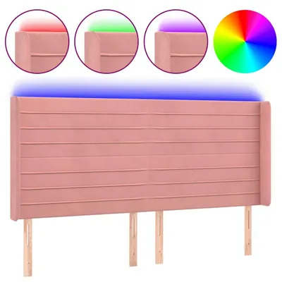 Obrázok produktu pre vidaXL LED čelo postele ružové 183x16x118/128 cm Velvet