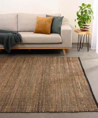 Imagen del producto de Unyqoos® Alfombra de yute Torget, 160 x 230 cm – Alfombra para sala de estar tejida a mano, hecha de yute y algodón, color natural/, 1800 g/m²