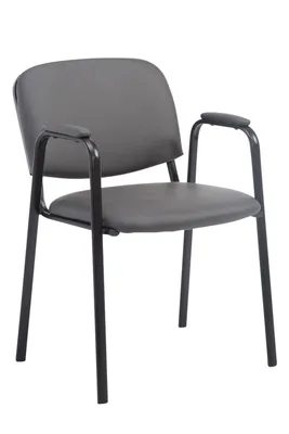 Produktbild von TPFLiving Besucherstuhl Konferenzstuhl Keen PRO Kunstleder mit Armlehne - Gestell Schwarz / Bezug Grau