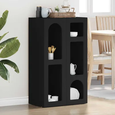Immagine prodotto di Maison Exclusive - Credenza ELST, colore nero, dimensioni 59 x 35 x 100,5 cm, realizzata in materiale composito di legno