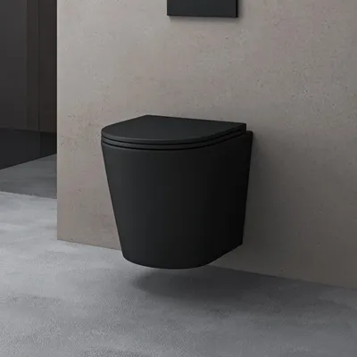Image de doporro WC Suspendu Gris Noir Mat Cuvette Céramique Toilette Abattant Silencieux avec Frein de Chute Aix108