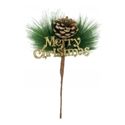 Immagine prodotto di KRUMAD Rami artificiali di abete 20 cm - Decorazione natalizia con pigne e scritta Merry Christmas - Pianta artificiale realistica per  d'Avvento