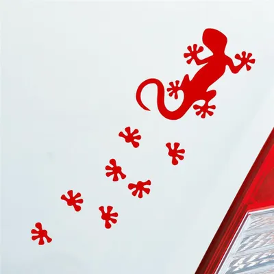 Produktbild von Auto Aufkleber Salamander Agame Echse Lizard Fußspuren 20x6 cm Rot Sticker Heckscheibenaufkleber