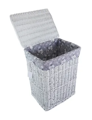 Image de DVier Panier à linge Coffre à linge en osier blanc à fleurs rectangulaire 60L