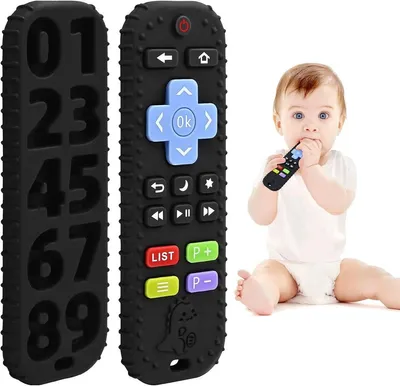 Produktbild von Minicee Baby Beißspielzeug Silikon Fernbedienung Zahnungsspielzeug BPA-frei 3–12 Monate Schwarz