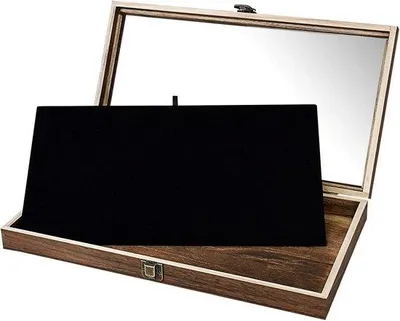 Produktbild von Holzvitrine mit Glasdeckel Braun