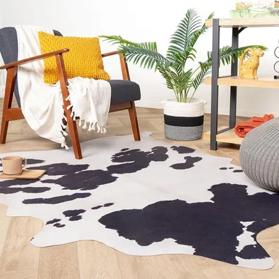 Image de Volero - Tapis Peau de vache - Bovine Noir/Blanc - 155x190 cm