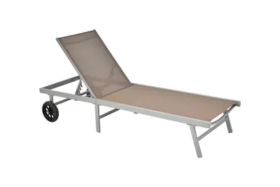 A single outdoor lounge chair on a white background.