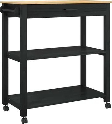 Produktbild von vidaXL Küchentrolley MONZA Schwarz 84 x 40 x 88,5 cm Massivholz Kiefer