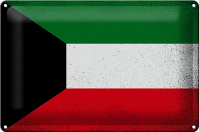 Produktbild von Blechschild Flagge Kuwait 30x20cm Flag of Kuwait Vintage