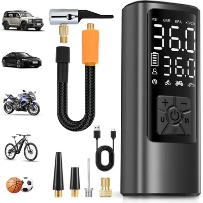 Produktbild von Hovvida Electric Air Pump tragbare Fahrrad-Mini-Reifenkompressor Wireless 150 psi (10,3 bar) 5-V-Auto-Absperrung 5200mAh LED-Auto Motorradfahrradkugel