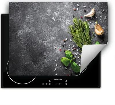 Produktbild von DarHaus Herdabdeckplatte 80x52 cm Anti Rutsch Matte Aufrollbar, schiefer - Gewürze