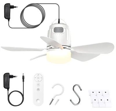 Image de Ventilateur de plafond avec lumière - 50 cm - Design blanc - 4 vitesses - Fonction minuteur pour intérieur