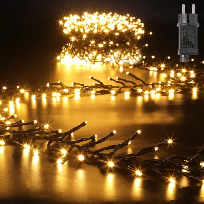 Cluster Lichterkette 15 m, 1500 LEDs, warmweiß, 8 Modi, IP44