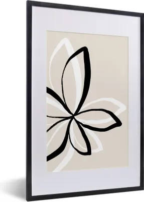 Produktbild von MuchoWow® Gerahmtes Poster Blumen - Abstrakt - Minimalismus 40x60 cm - Poster mit Schwarzem Bilderrahmen Wandposter Rahmen Foto Bilder - Poster in Rahmen