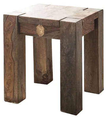 Produktbild von MASSIVMOEBEL24.DE Hocker Sheesham 40x40x45  grau geölt NATURE GREY #10