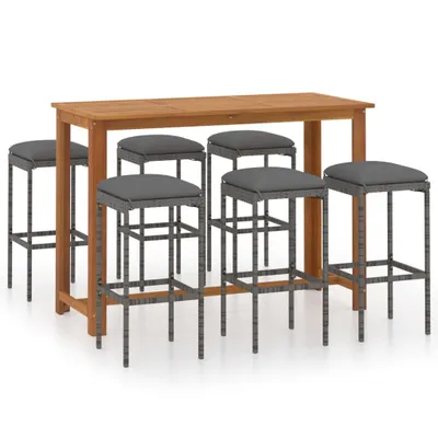 Produktbild von 7-tlg. Gartenbar-Set mit Kissen Grau