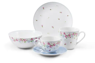 Zdjęcie produktu dla Zestaw śniadaniowy, porcelana czeska, RoseLine, kwiaty, Leander, 5 d., w. 1 Bez monogramu.