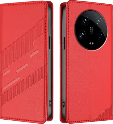 Image de Etui pour Xiaomi 14 Ultra, étui portefeuille en cuirPolyuréthaneavec fente pour carte et fonction stand Rot